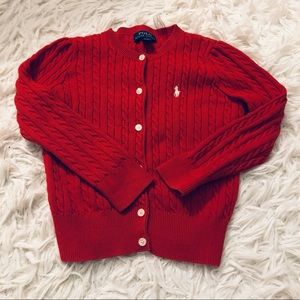 Polo Ralph Lauren red mini cable cardigan